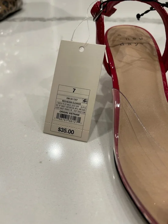 a new day Red Patent Pointed Toe Slingback Heels with Clear Panels - Picture 6 of 6